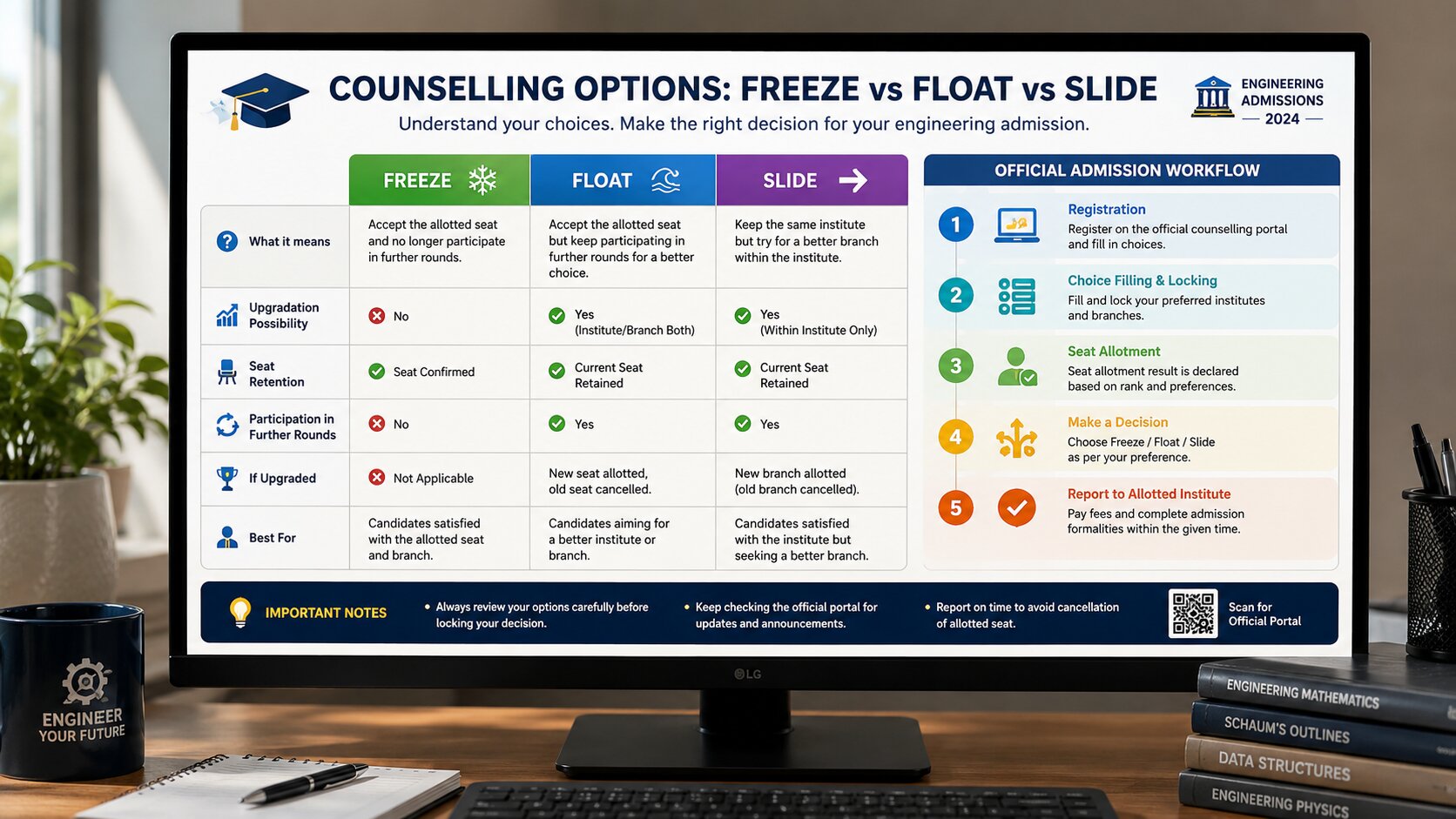 JoSAA Freeze vs Float vs Slide