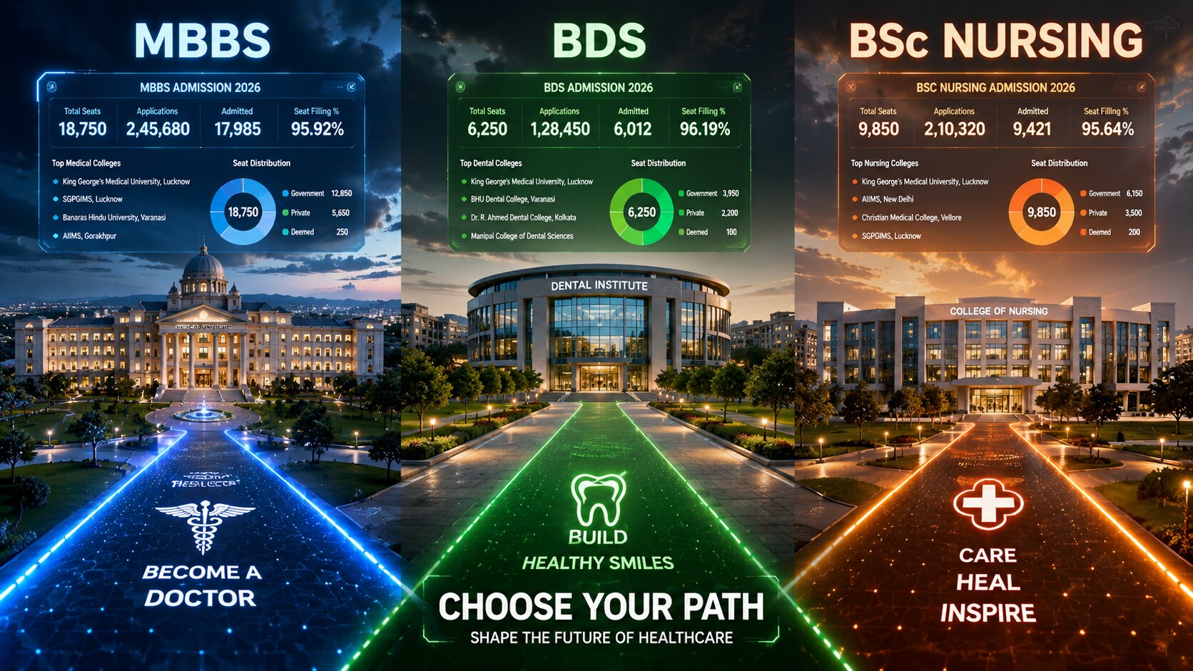 BSc Nursing vs MBBS vs BDS