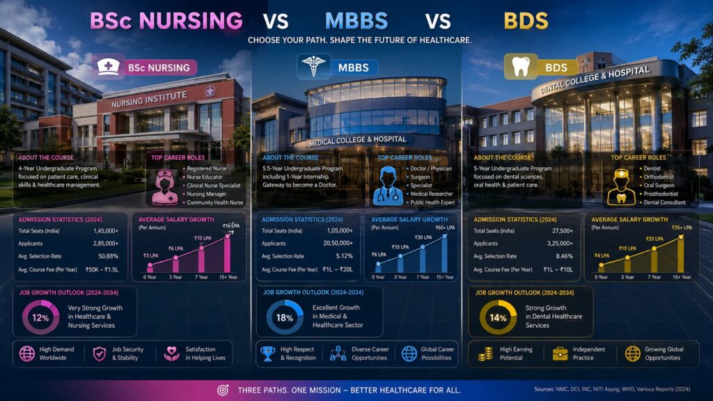 BSc Nursing vs MBBS vs BDS