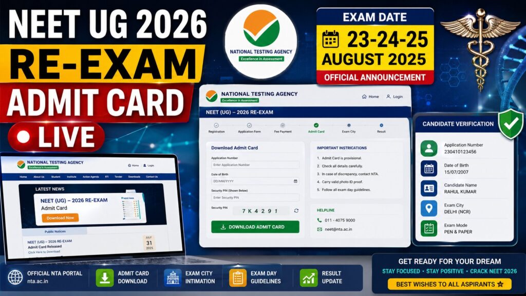 NEET UG 2026 Re-Exam Admit Card