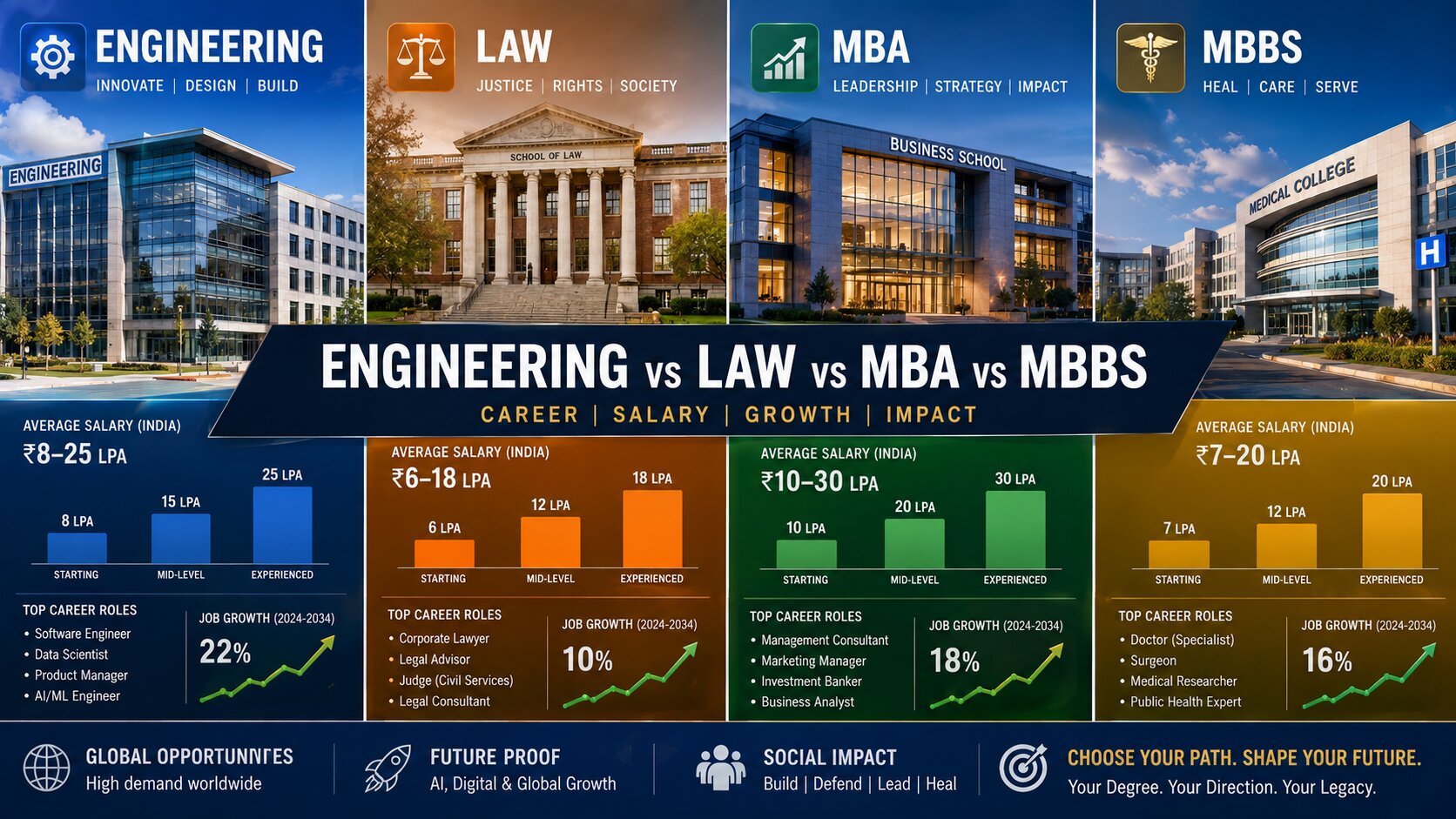 Engineering vs Law vs MBA vs MBBS
