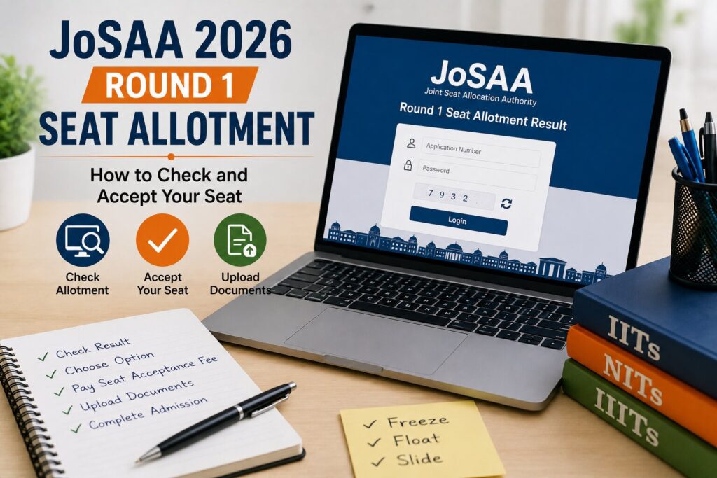 JoSAA 2026 round 1 seat allotment