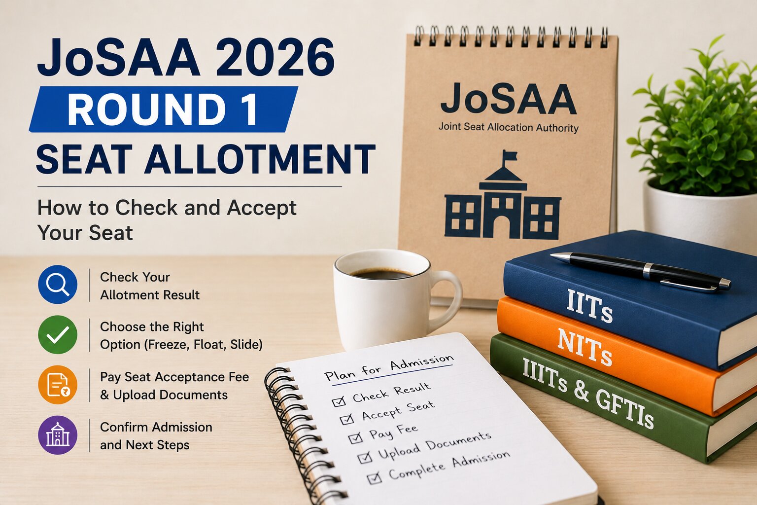 JoSAA 2026 round 1 seat allotment