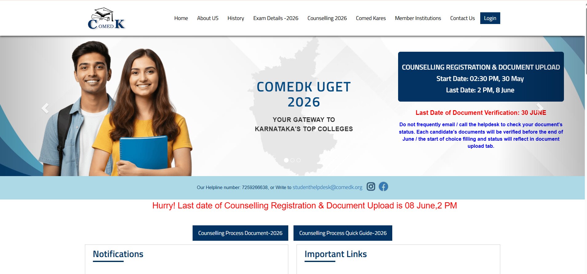 COMEDK 2026 Counselling Last Date