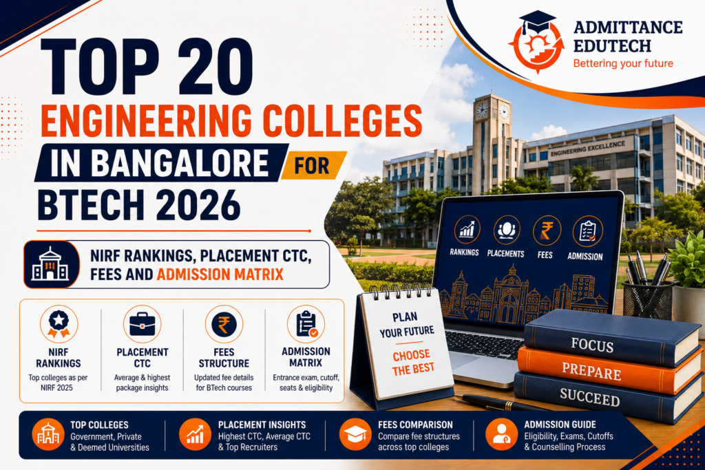 Top 20 Engineering Colleges in Bangalore for BTech 2026: NIRF Rankings, Placement CTC, Fees and Admission Matrix