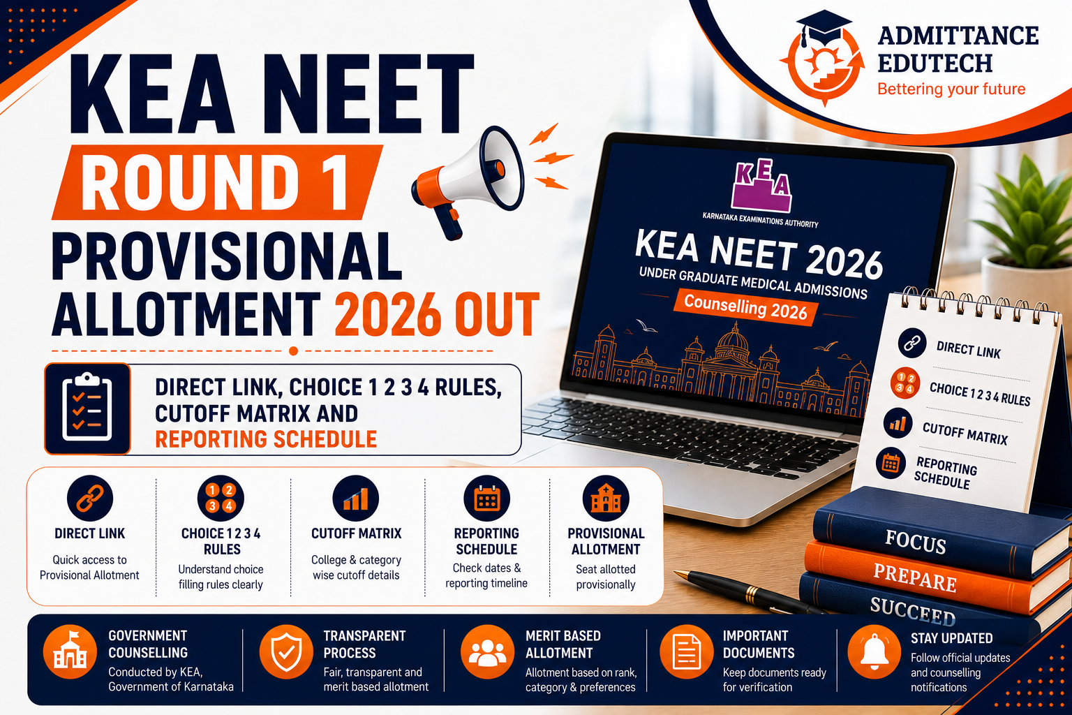 KEA NEET Round 1 Provisional Allotment 2026 Out: Direct Link, Choice 1 2 3 4 Rules, Cutoff Matrix and Reporting Schedule