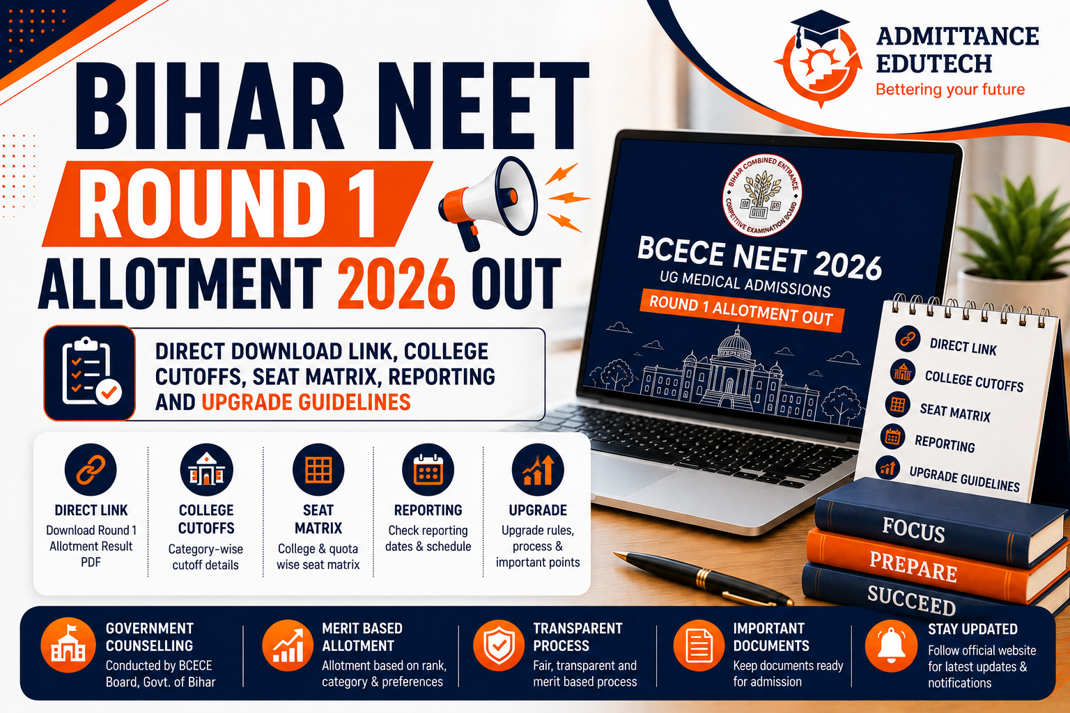 Bihar NEET Round 1 Allotment 2026 Out: Direct Download Link, College Cutoffs, Seat Matrix, Reporting and Upgrade Guidelines