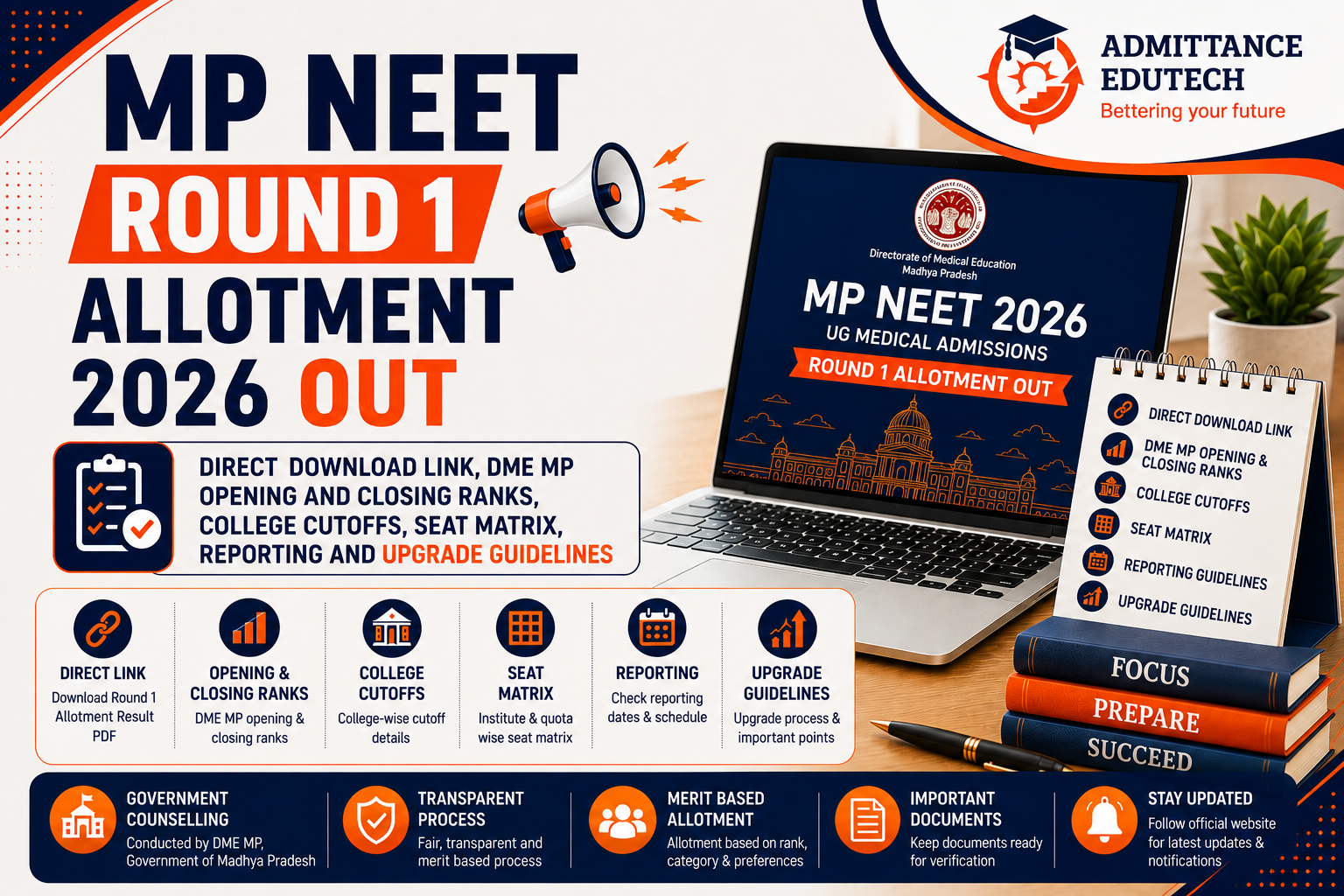 MP NEET Round 1 Allotment 2026 Out: Direct Download Link, DME MP Opening and Closing Ranks, College Cutoffs, Seat Matrix, Reporting and Upgrade Guidelines