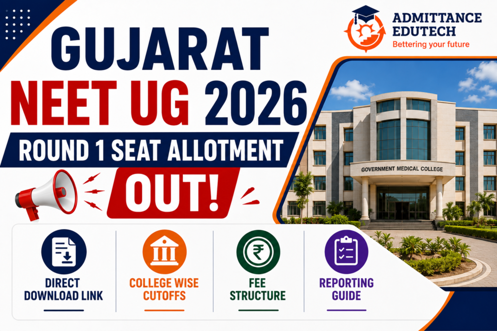 Gujarat NEET UG Round 1 Seat Allotment 2026 Out: Direct Download Link, College Wise Cutoffs, Fee Structure, and Reporting Guide