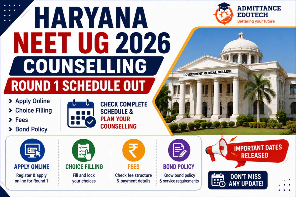 Haryana NEET UG Counselling 2026 Round 1 Schedule Out: Apply Online, Choice Filling, Fees, and Bond Policy