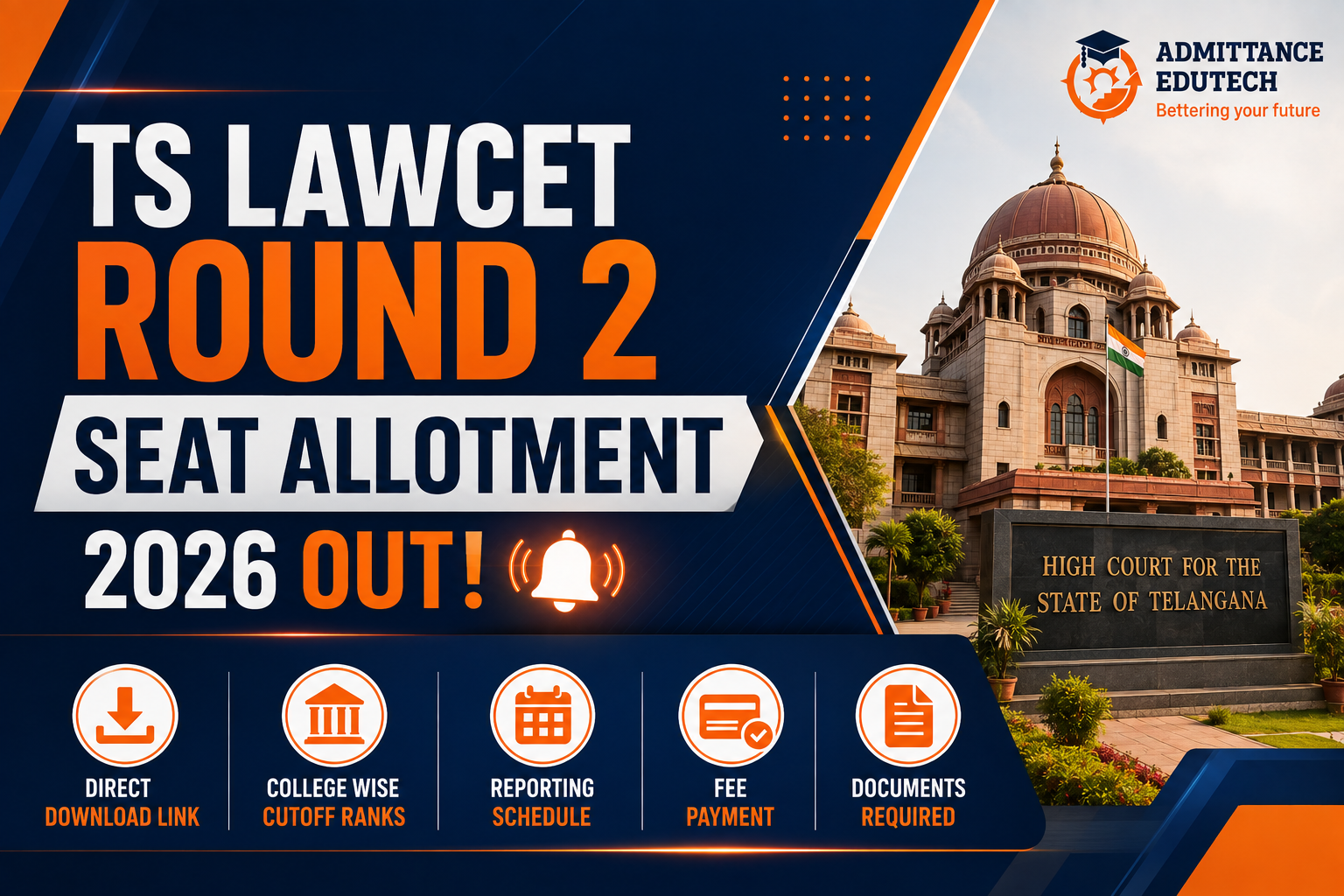 TS LAWCET Round 2 Seat Allotment 2026 Out: Direct Download Link, College Wise Cutoff Ranks, Reporting Schedule, Fee Payment, and Documents Required