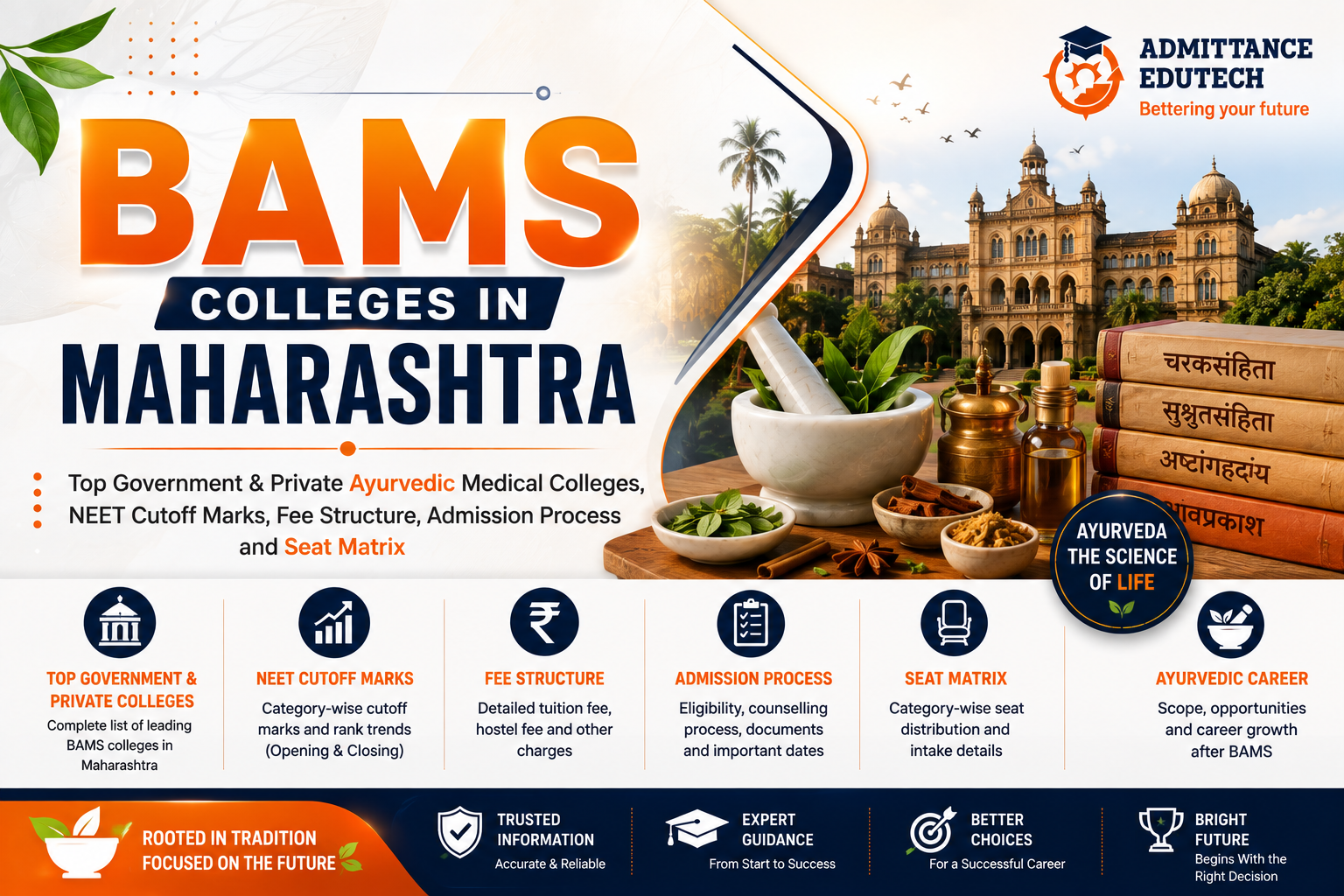 BAMS Colleges in Maharashtra: Top Government and Private Ayurvedic Medical Colleges, NEET Cutoff Marks, Fee Structure, Admission Process, and Seat Matrix