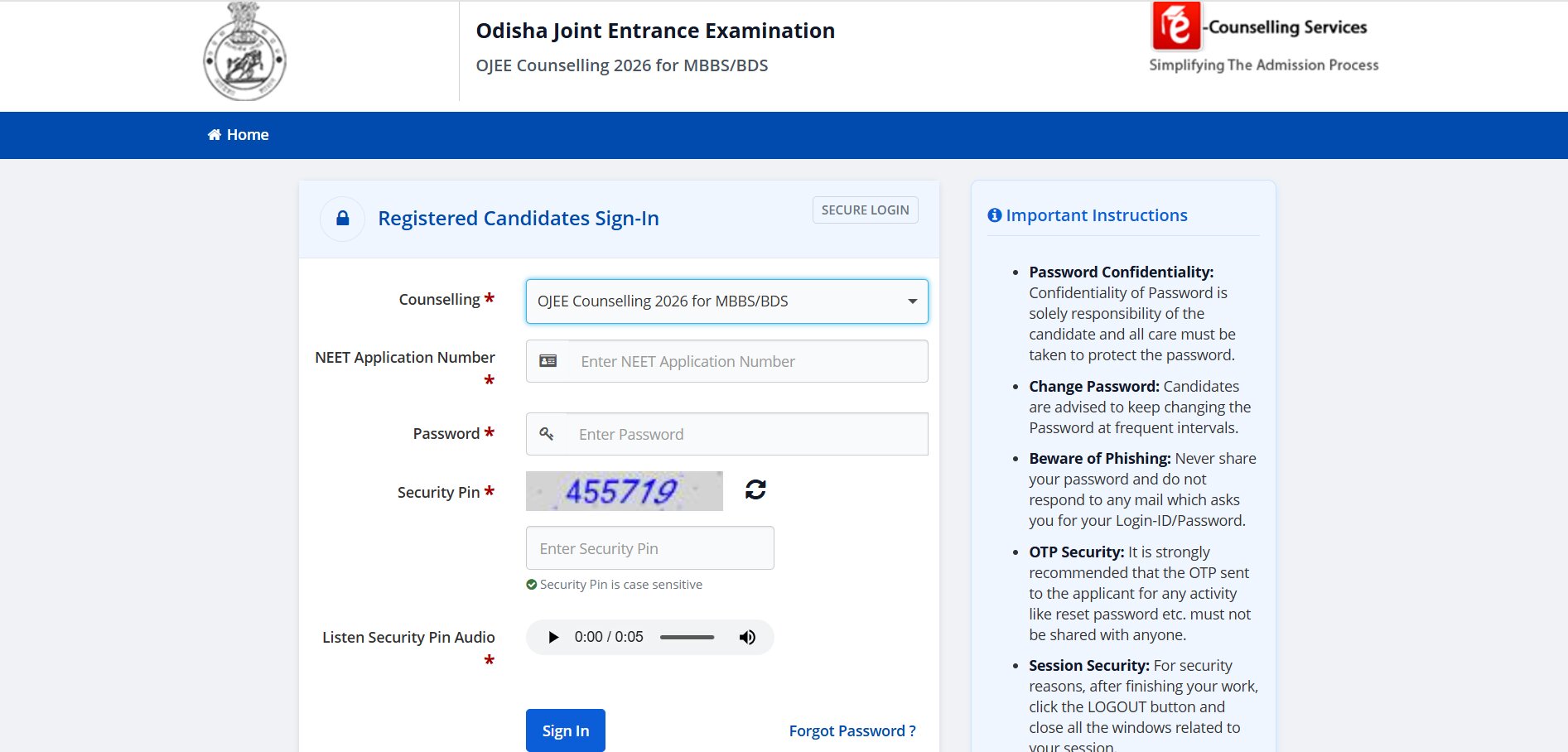 Odisha NEET UG Counselling 2026