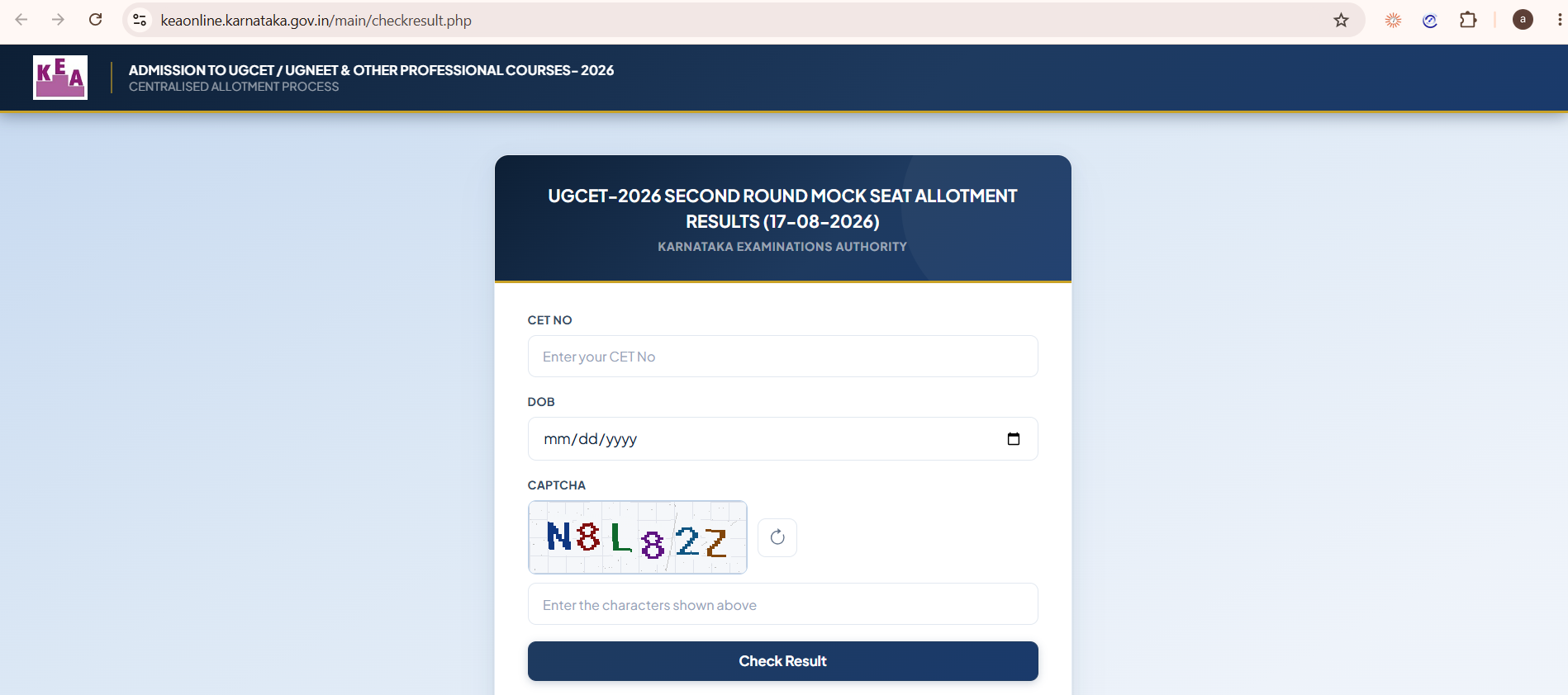 KEA Option Entry Portal cetonline.karnataka.gov.in
