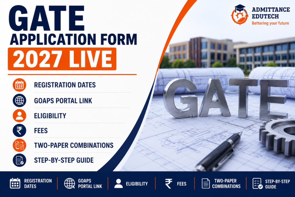 GATE Application Form 2027 Live: Registration Dates, GOAPS Portal Link, Eligibility, Fees, Two-Paper Combinations, and Step-by-Step Guide