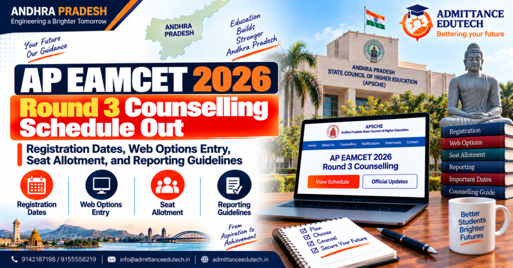 AP EAMCET Round 3 Counselling Schedule 2026 Out: Registration Dates, Web Options Entry, Seat Allotment, and Reporting Guidelines
