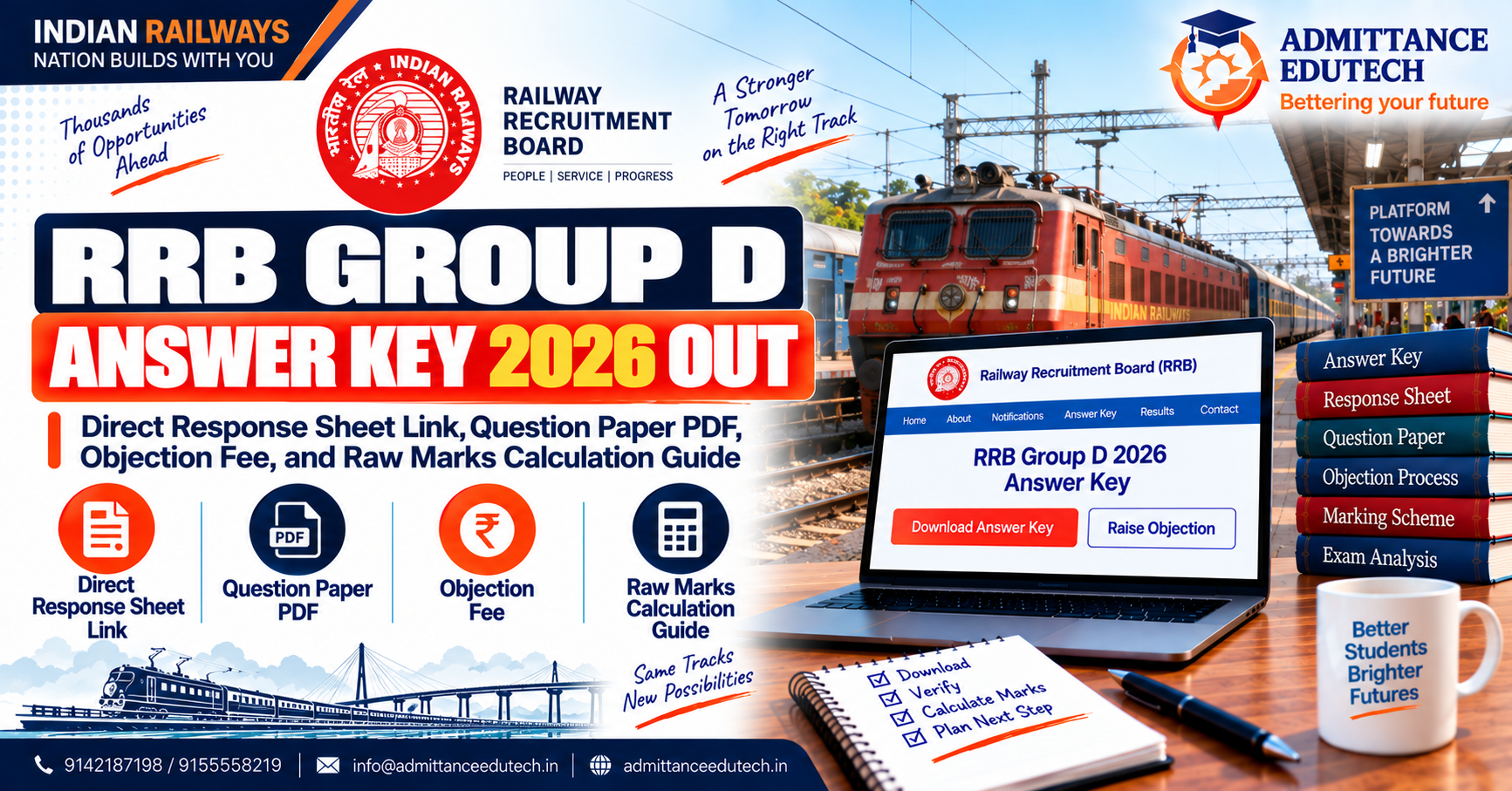 RRB Group D Answer Key 2026 Out: Direct Response Sheet Link, Question Paper PDF, Objection Fee, and Raw Marks Calculation Guide