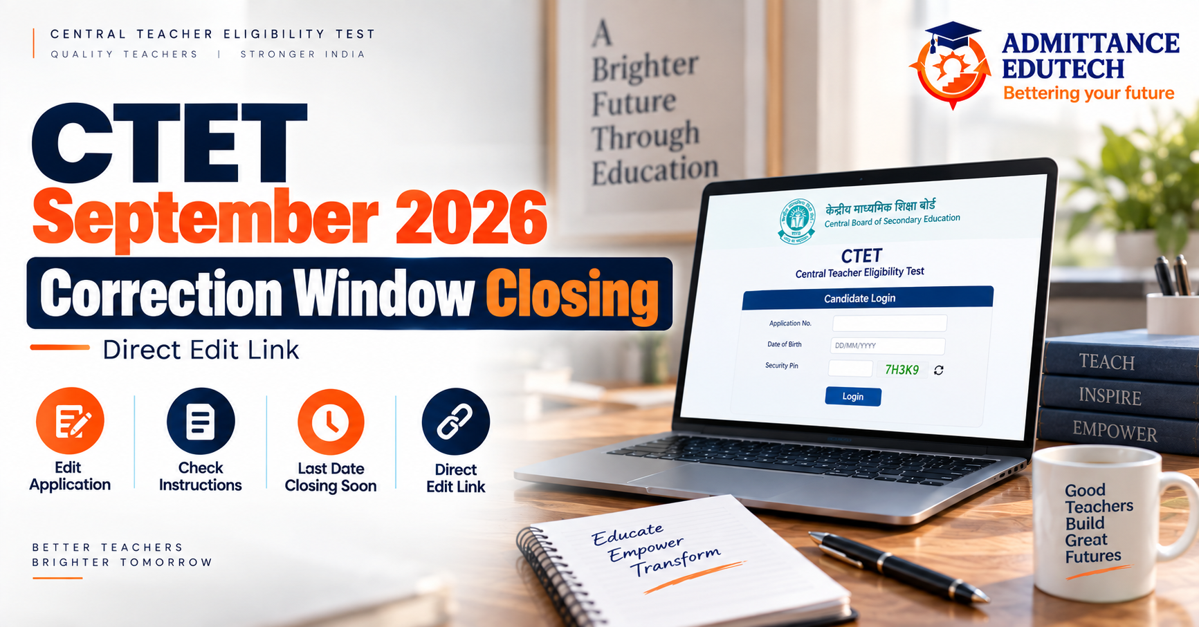 CTET September 2026 Correction Window Closing: Direct Edit Link