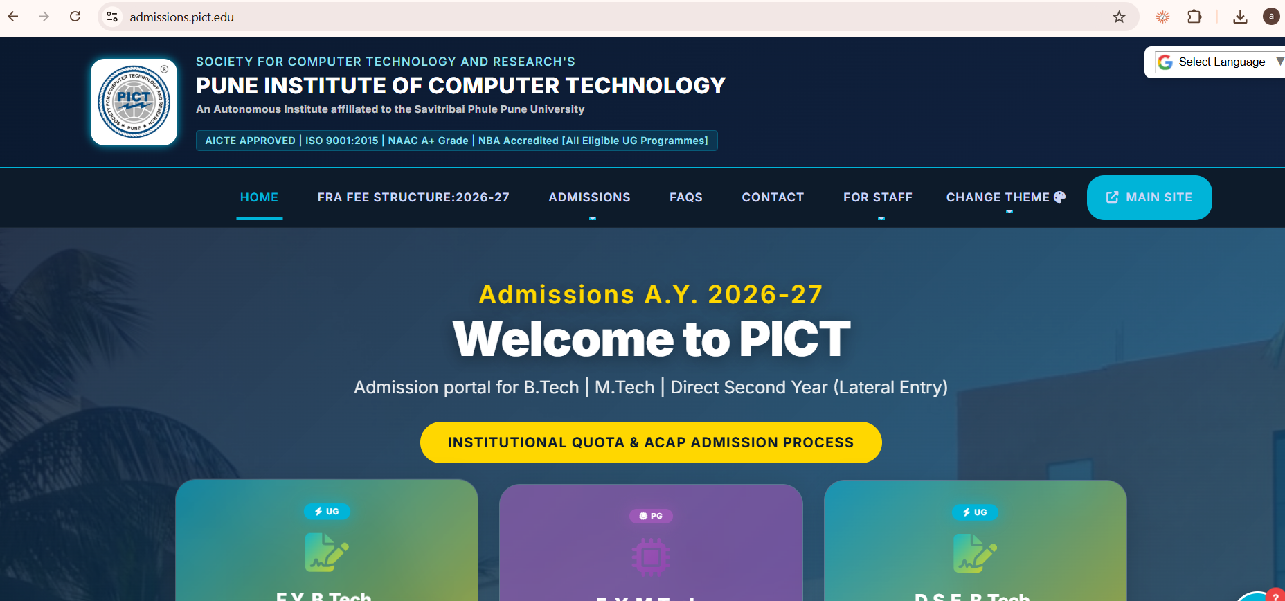 PICT Pune IL Quota Admission 2026: Vacancy PDF and Reporting Schedule Out