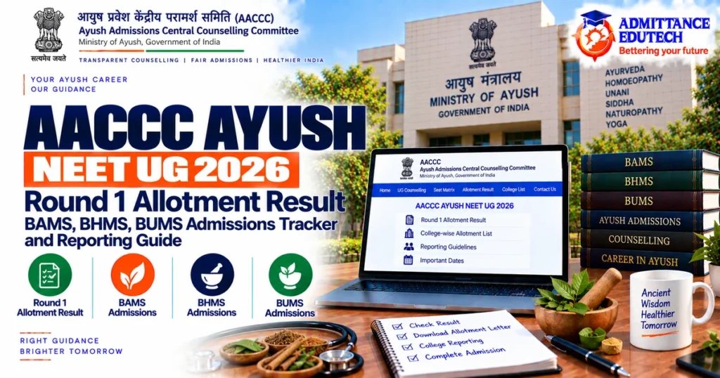 AACCC AYUSH NEET UG 2026 Round 1 Allotment Result: BAMS, BHMS, BUMS Admissions Tracker and Reporting Guide
