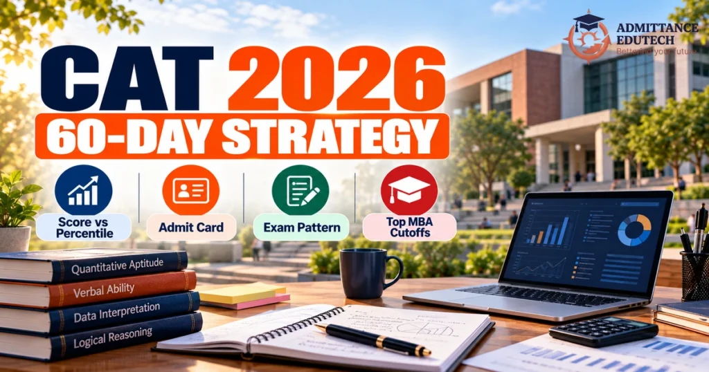 CAT 2026 Strategy and Score vs Percentile: 60-Day Plan, Admit Card Date, Exam Pattern, and Top MBA Cutoffs
