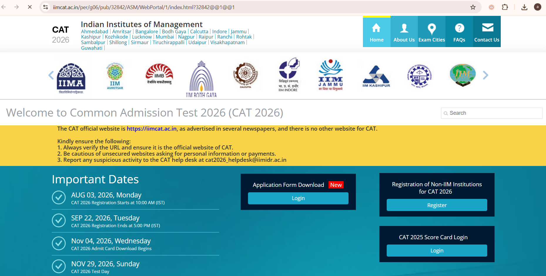 CAT 2026 Admit Card Date and Exam City: Hall Ticket Link on iimcat.ac.in